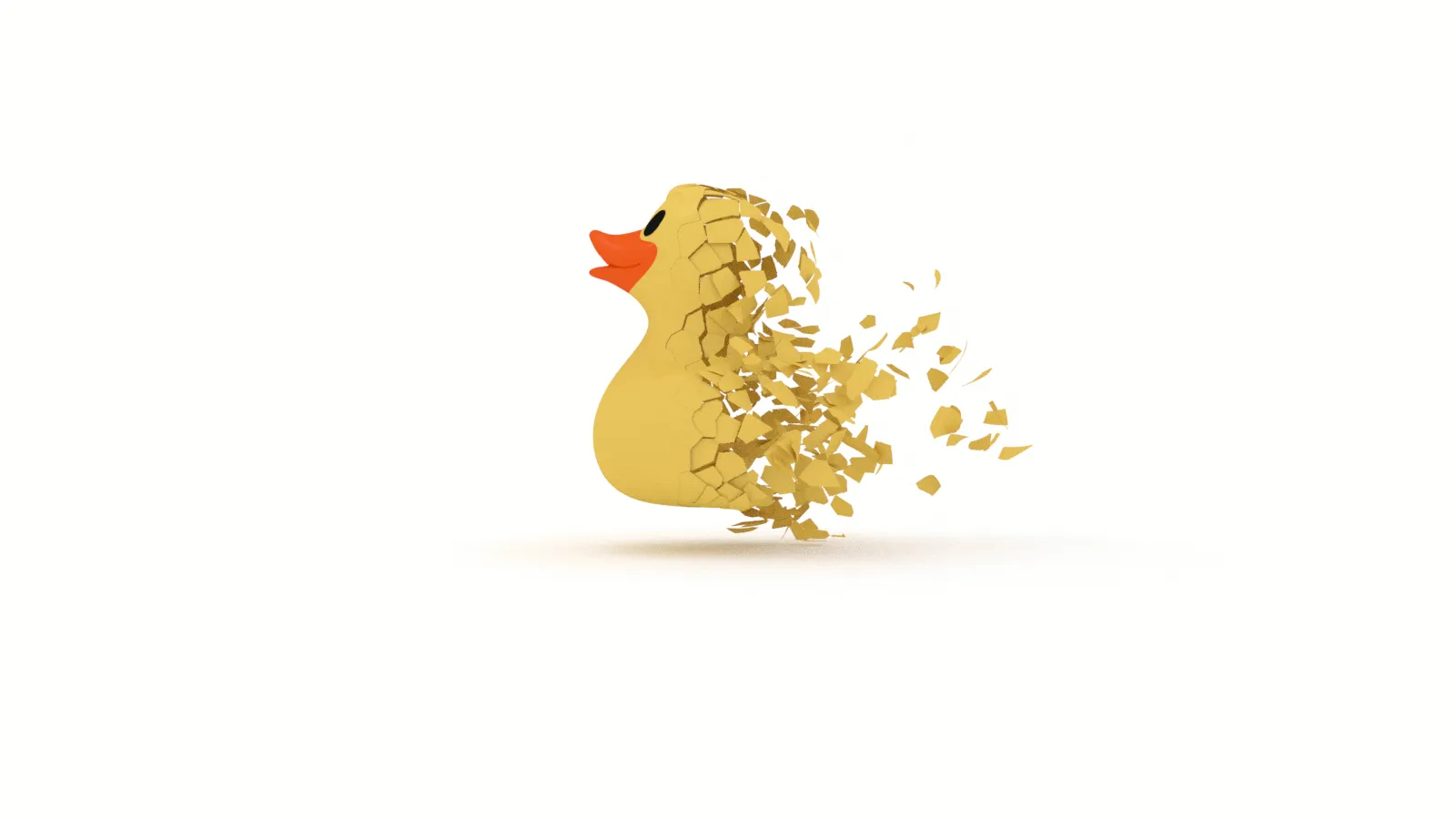  Illustration of a duck breaking into smaller pieces 