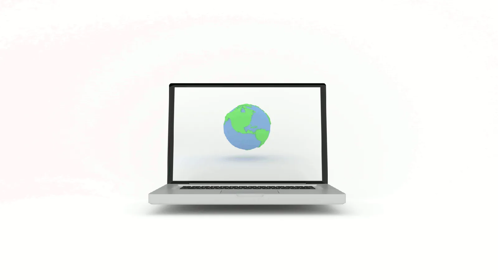Graphic of an open laptop with a globe on the screen 